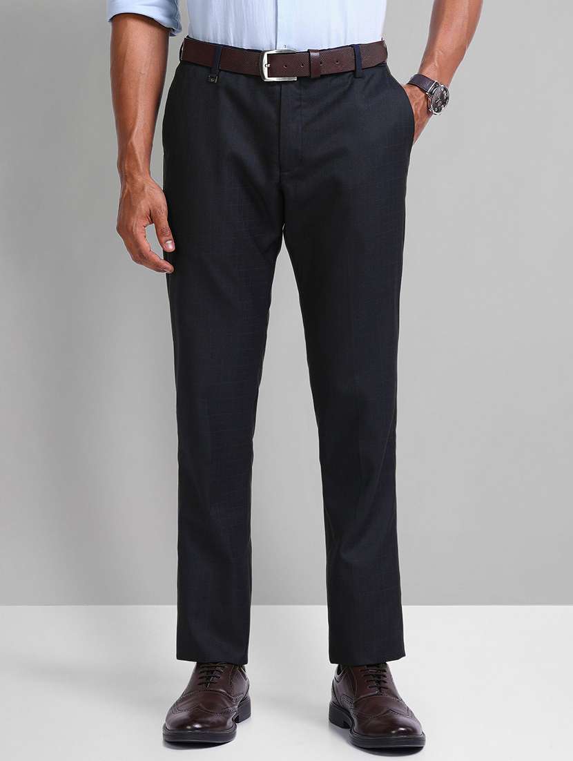 men solid mid rise flat front formal trouser - 21844774 -  Zoom Image - 0