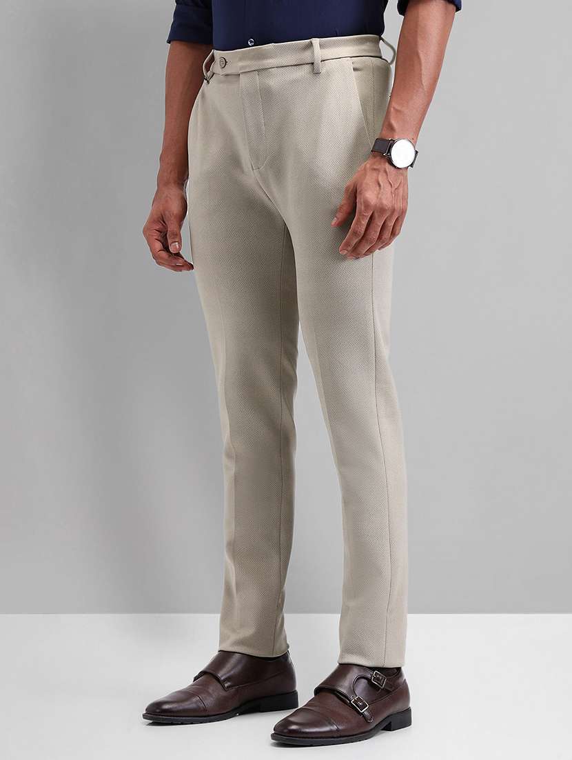 men solid mid rise flat front formal trouser - 21844776 -  Standard Image - 1