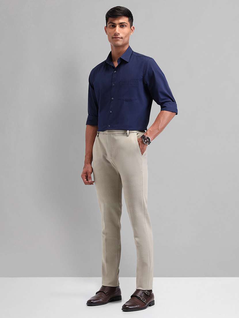 men solid mid rise flat front formal trouser - 21844776 -  Standard Image - 4