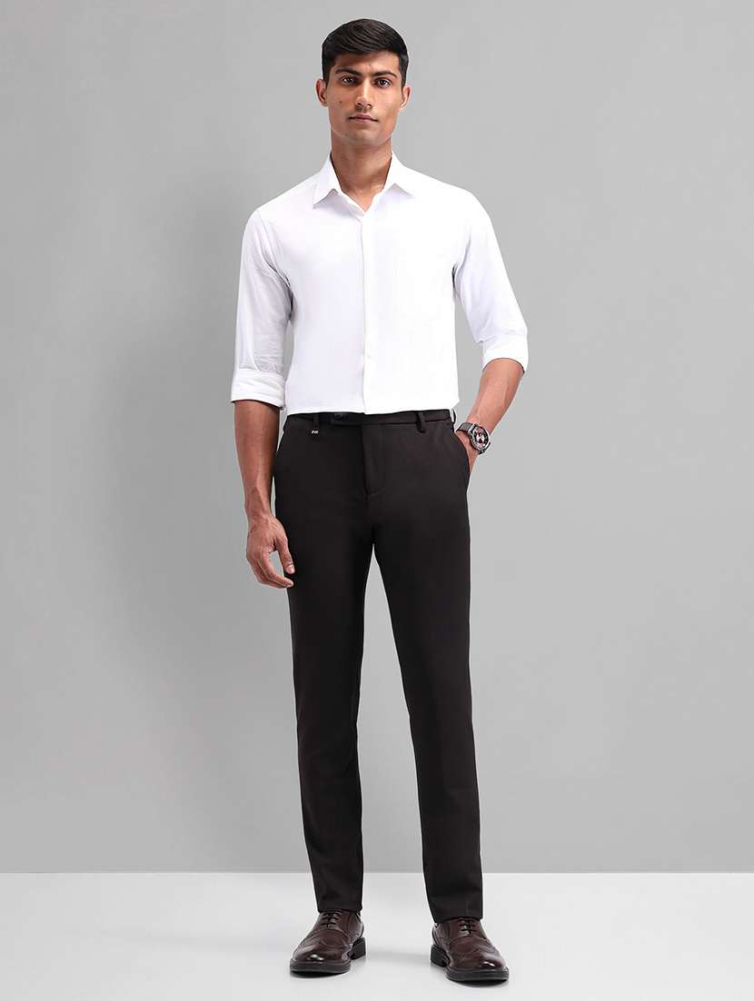 men solid mid rise flat front formal trouser - 21844777 -  Standard Image - 4
