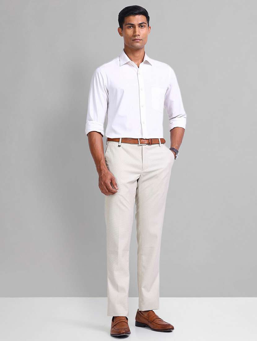 men beige mid rise flat front formal trouser - 21844780 -  Standard Image - 4
