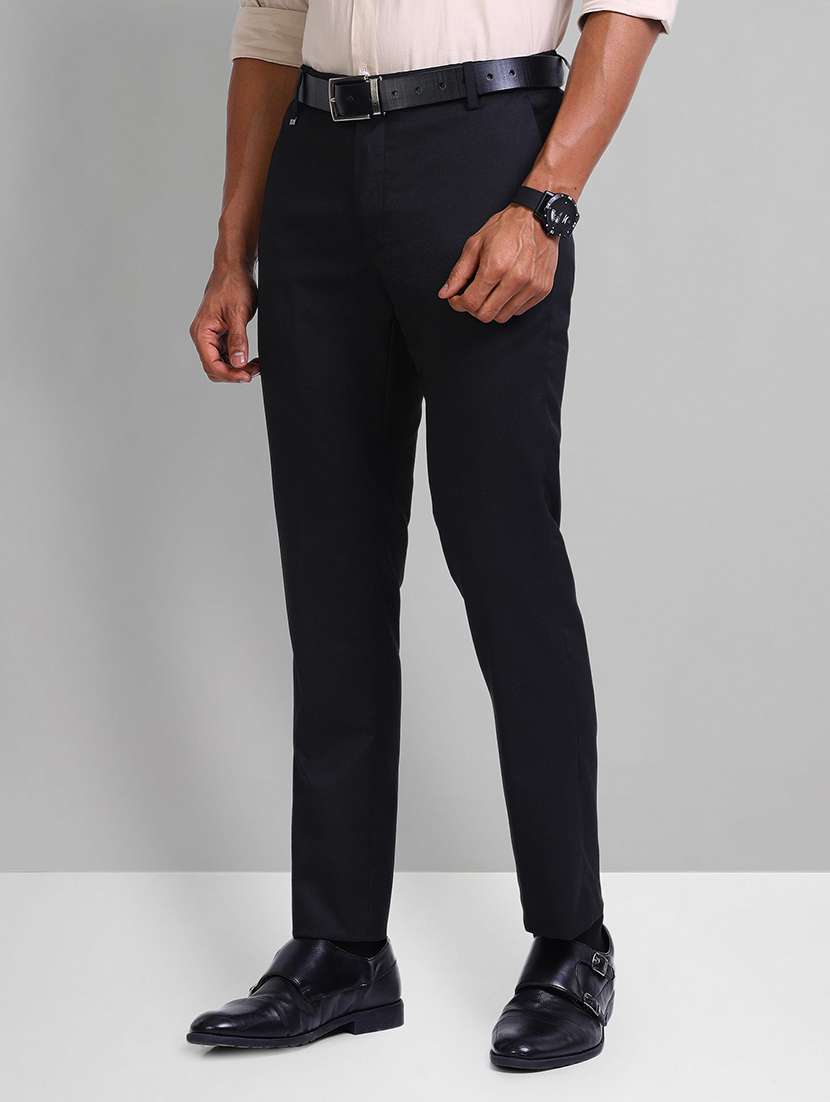 men solid mid rise flat front formal trouser - 21844783 - Standard Image - 1
