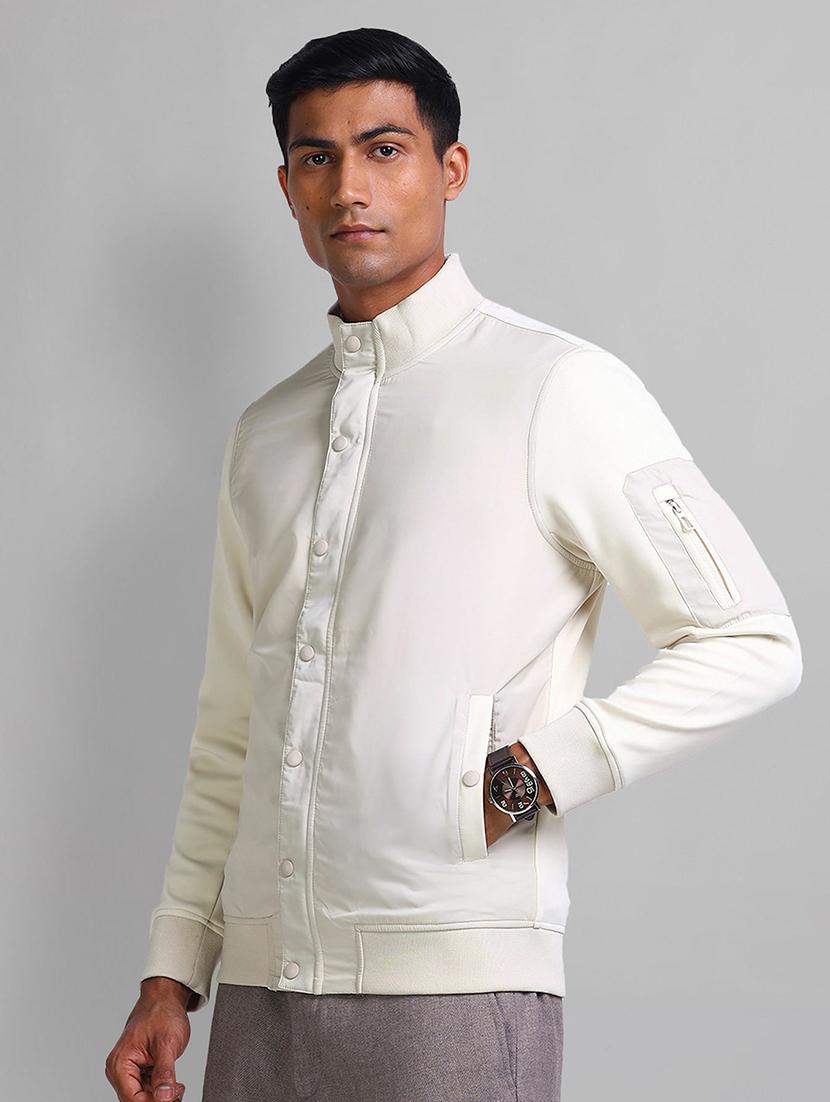 men white solid long sleeve casual jacket - 21844795 - Zoom Image - 0