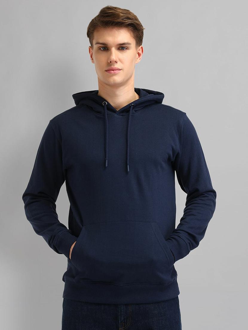 men solid long sleeve hooded sweatshirt - 21844823 -  Zoom Image - 0