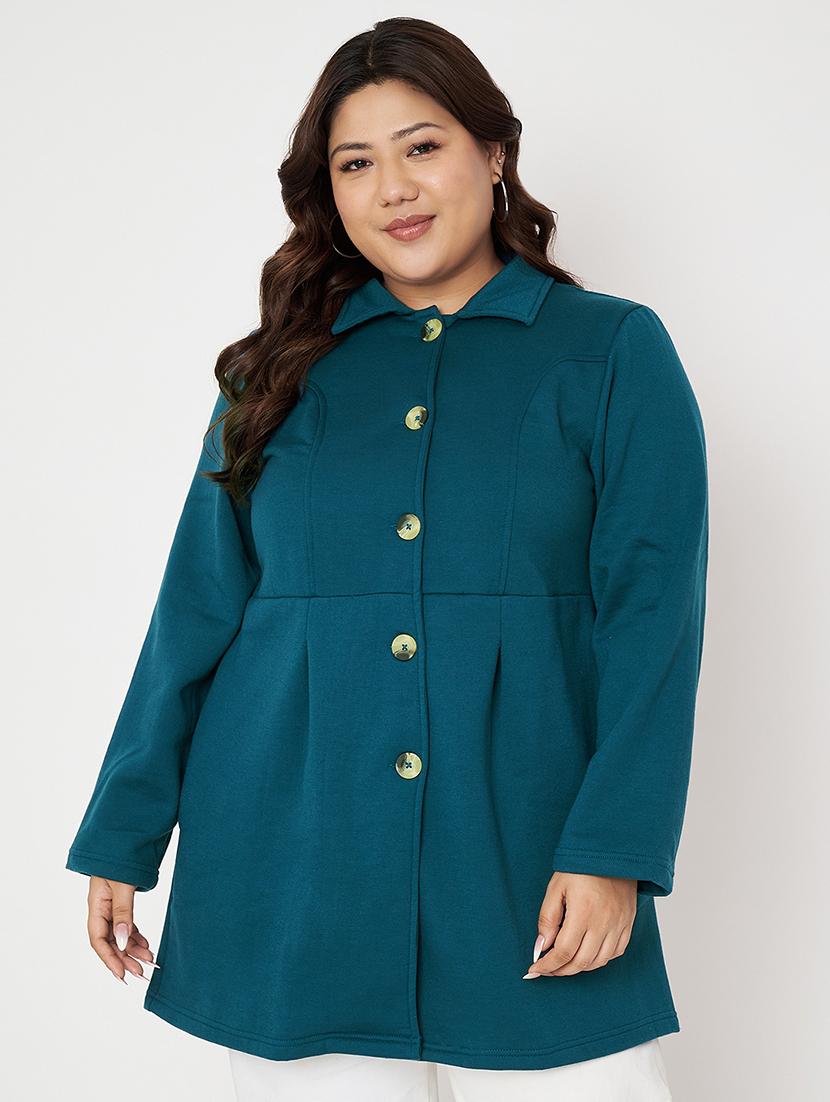 women plus size solid long sleeves trench coat - 21844848 -  Zoom Image - 0