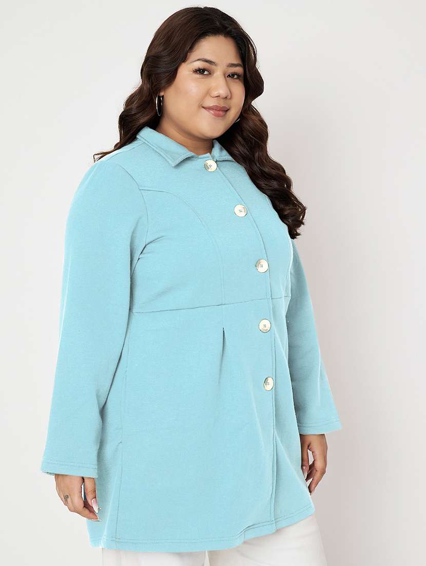 women plus size solid long sleeves trench coat - 21844849 -  Standard Image - 1
