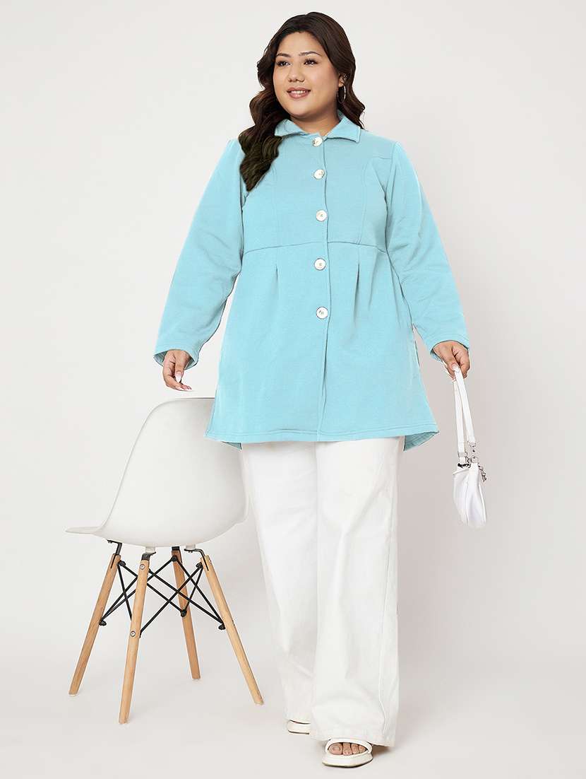 women plus size solid long sleeves trench coat - 21844849 -  Standard Image - 4