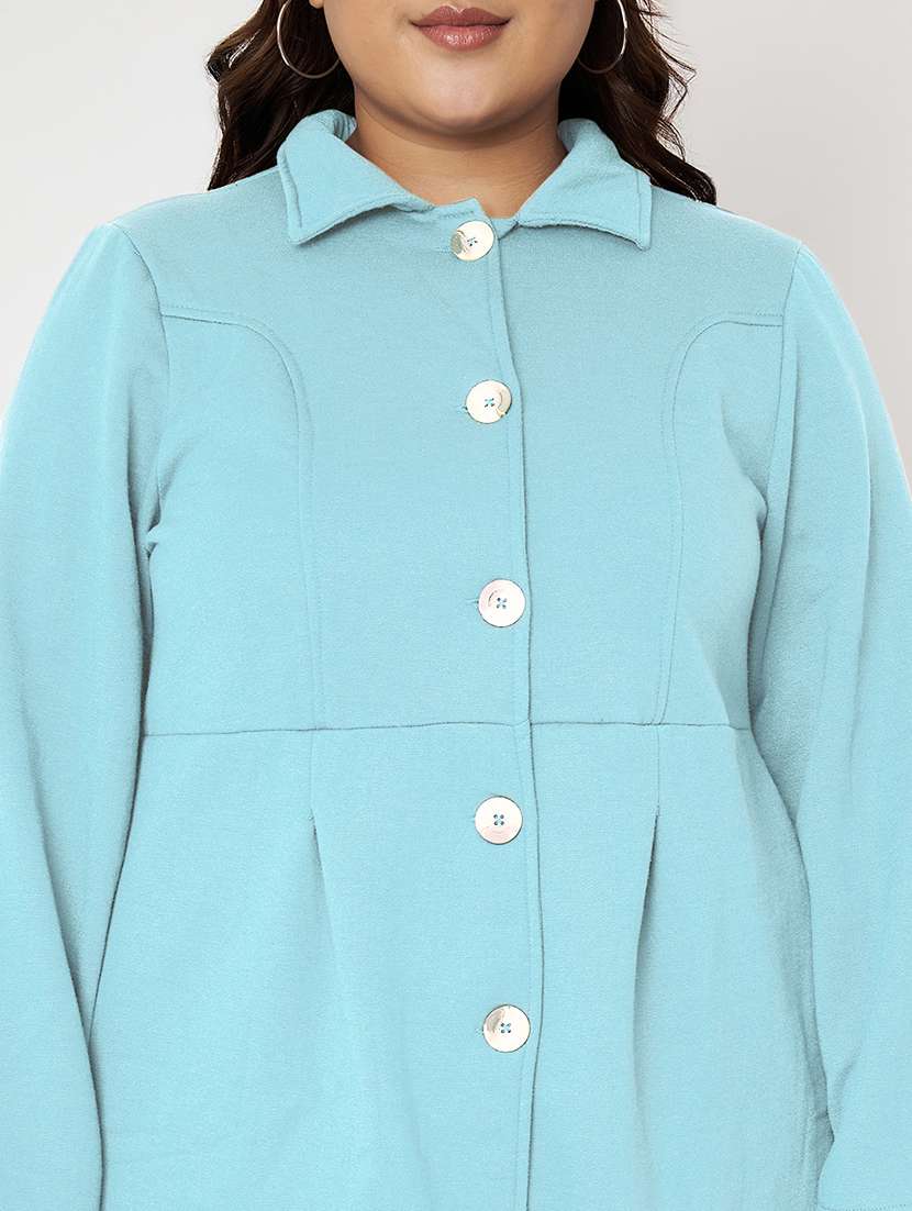 women plus size solid long sleeves trench coat - 21844849 -  Standard Image - 6