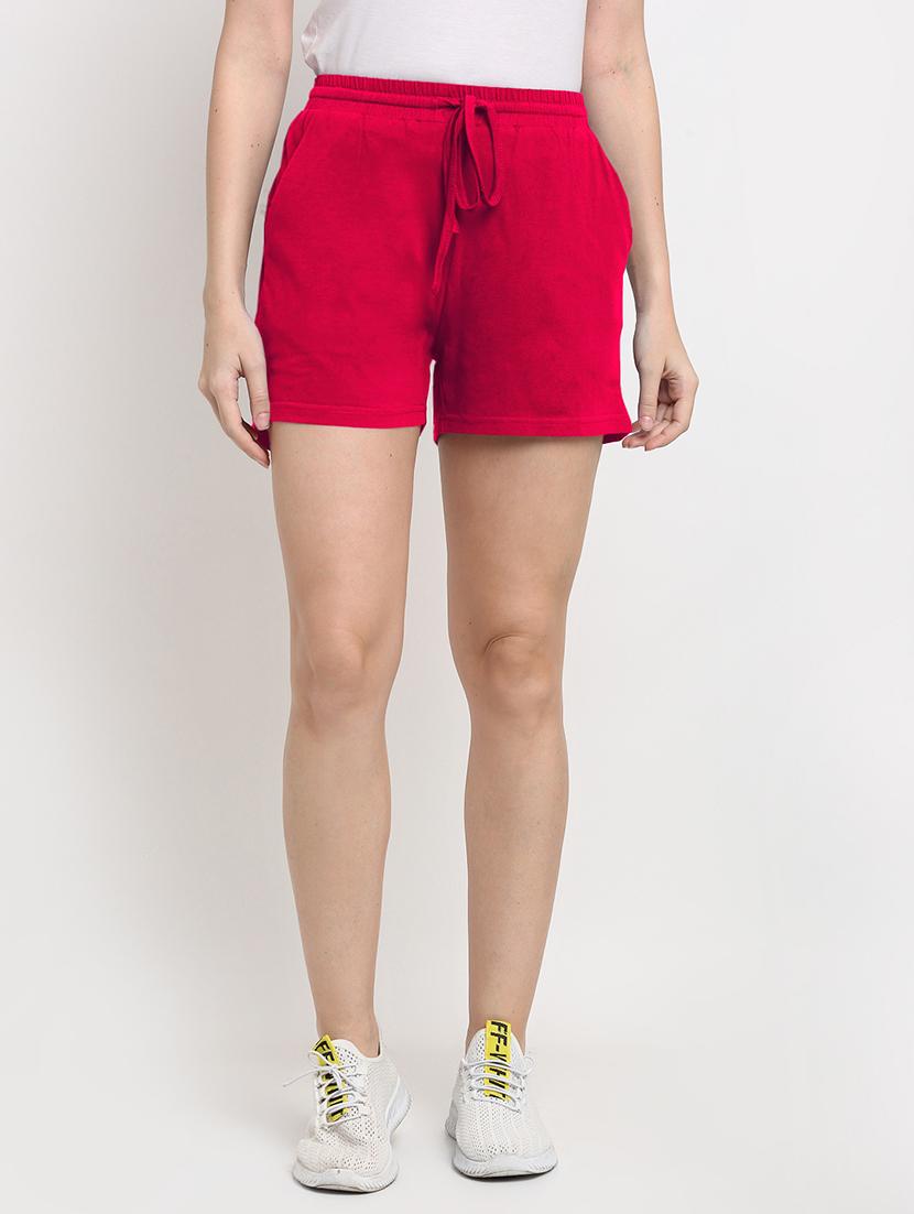 women solid high rise shorts - 21844863 -  Zoom Image - 0