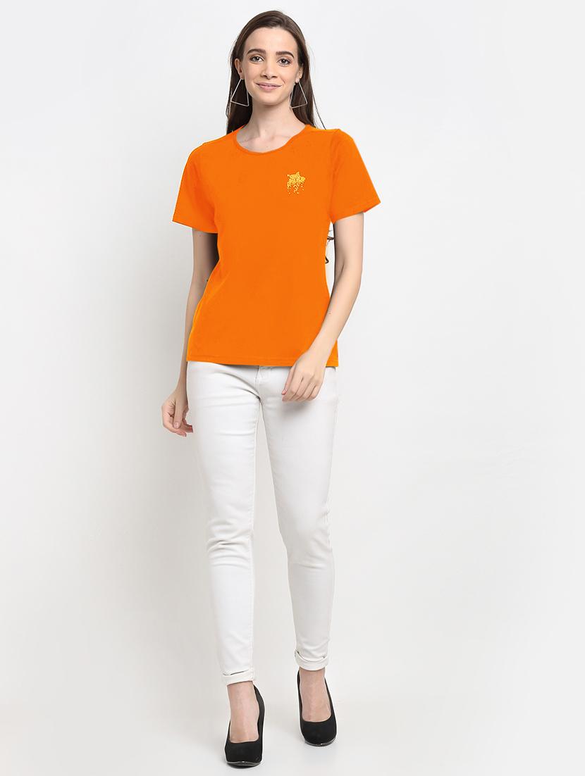 women solid short sleeves regular fit t-shirt - 21844904 - Standard Image - 4