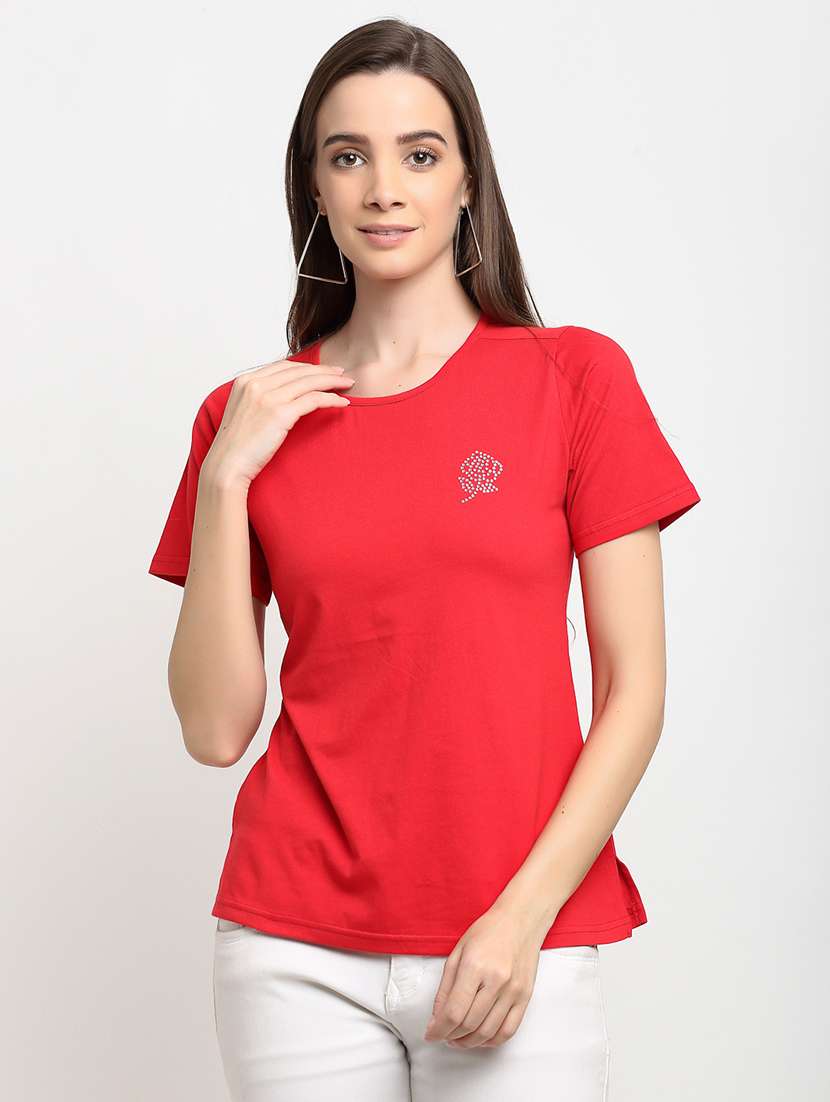 women solid short sleeves regular fit t-shirt - 21844907 -  Zoom Image - 0