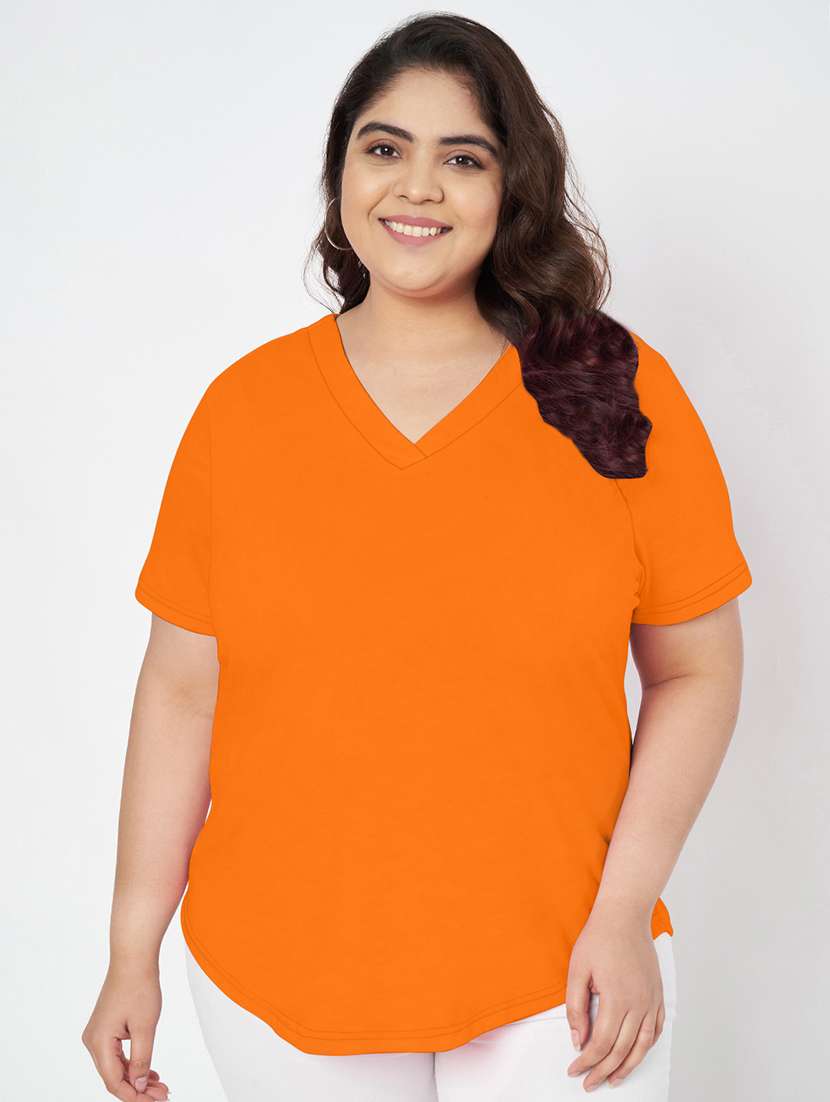 women plus size solid short sleeves t-shirt