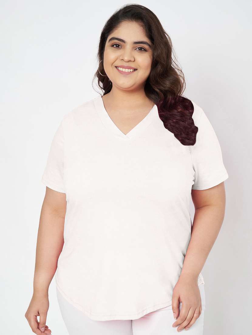 women plus size solid short sleeves t-shirt