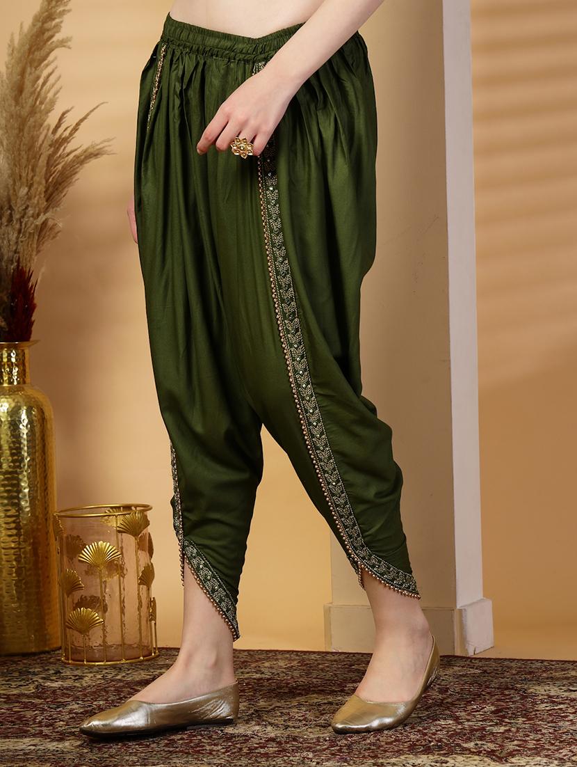 women solid mid rise embellished dhoti salwar - 21844924 -  Standard Image - 1