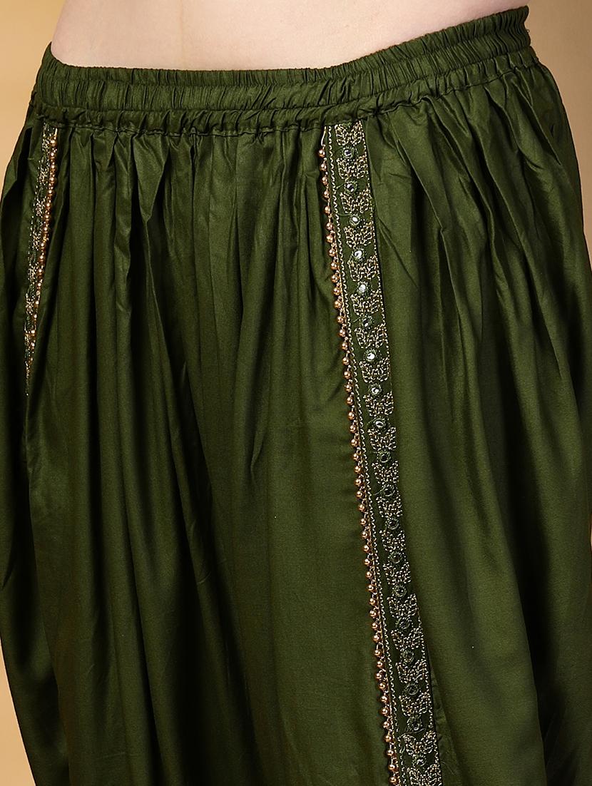 women solid mid rise embellished dhoti salwar - 21844924 - Standard Image - 4