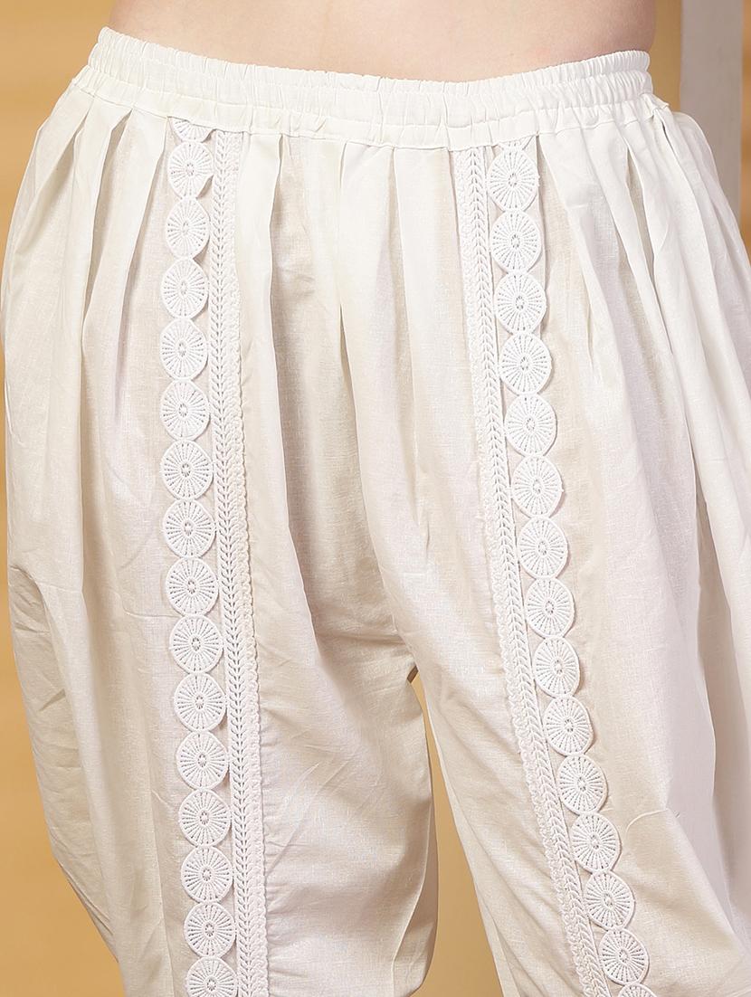 women solid mid rise embellished dhoti salwar - 21844925 - Standard Image - 4