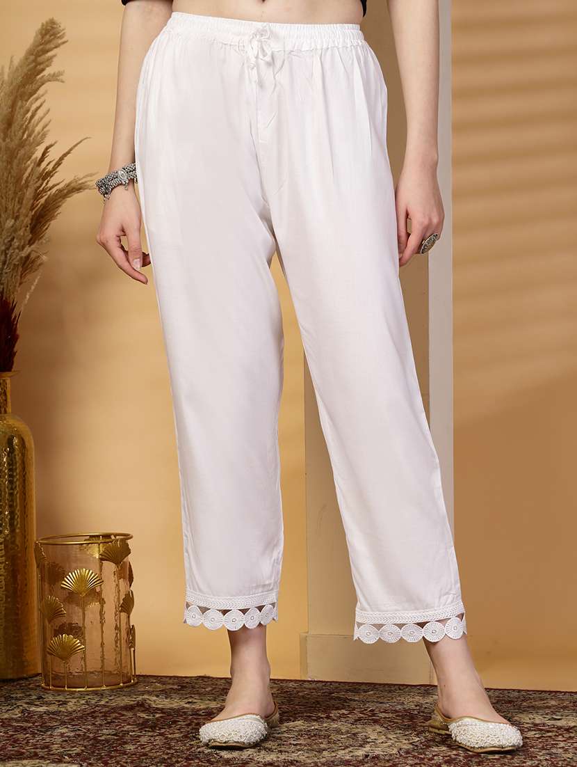 women white solid mid rise straight tapered pant - 21844958 - Zoom Image - 0