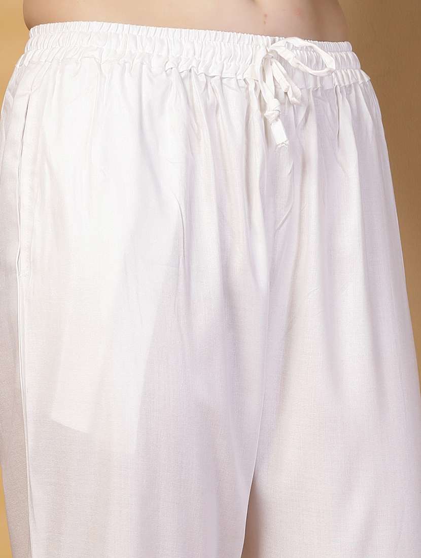 women white solid mid rise straight tapered pant - 21844958 - Standard Image - 4