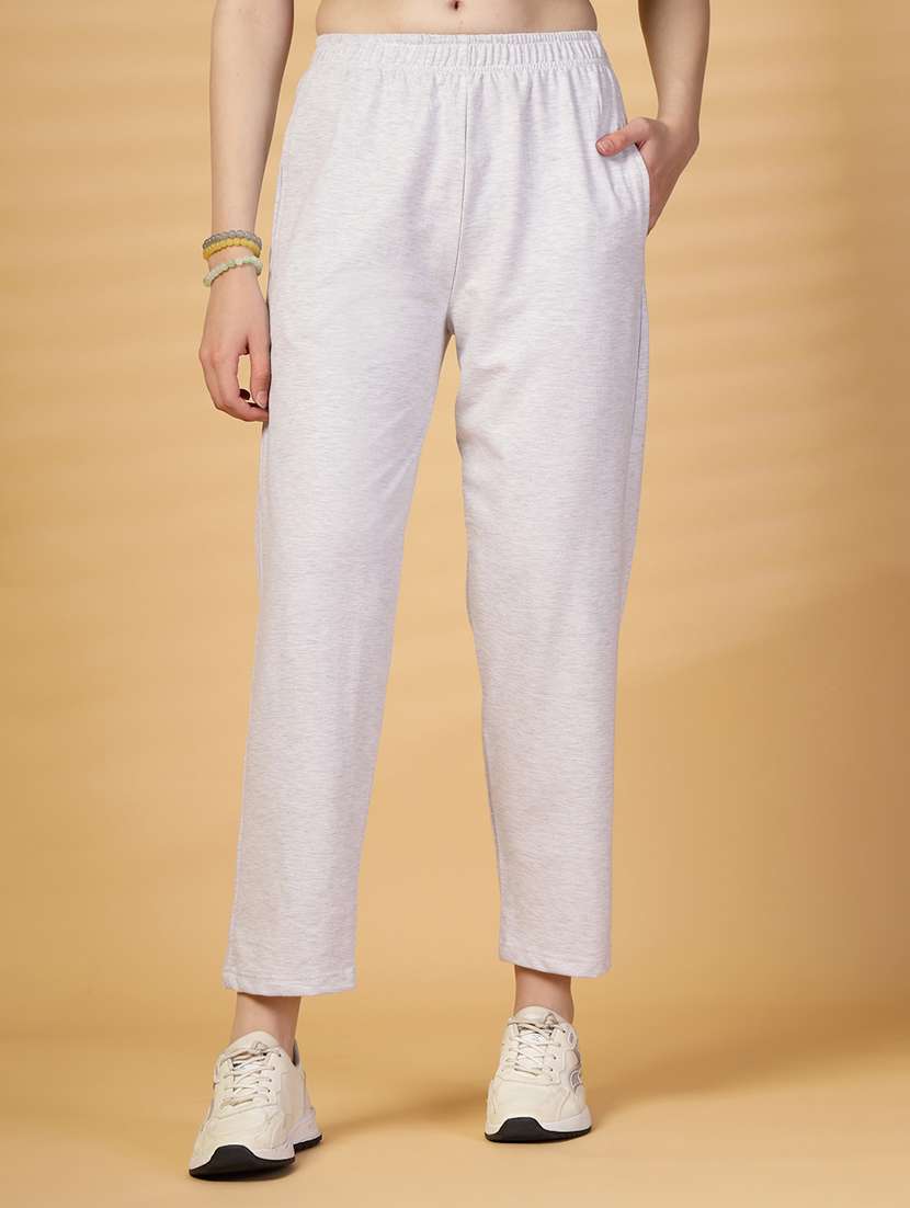 women solid mid rise regular track pant