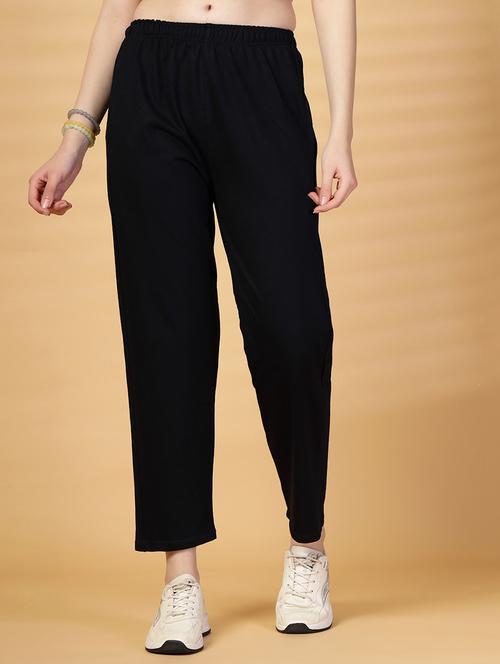 women solid mid rise regular track pant - 21844973 - Standard Image - 0