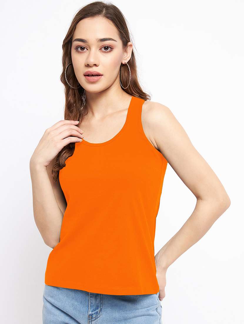 women solid round neck tank top - 21845061 - Zoom Image - 0