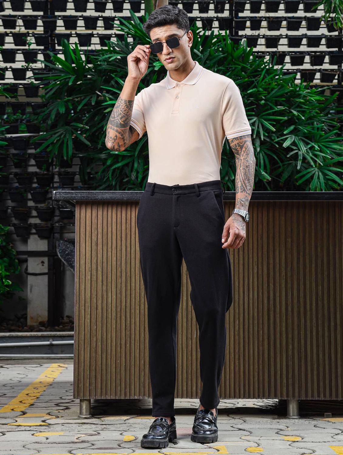 men beige solid short sleeve polo t-shirt - 21845464 - Standard Image - 6