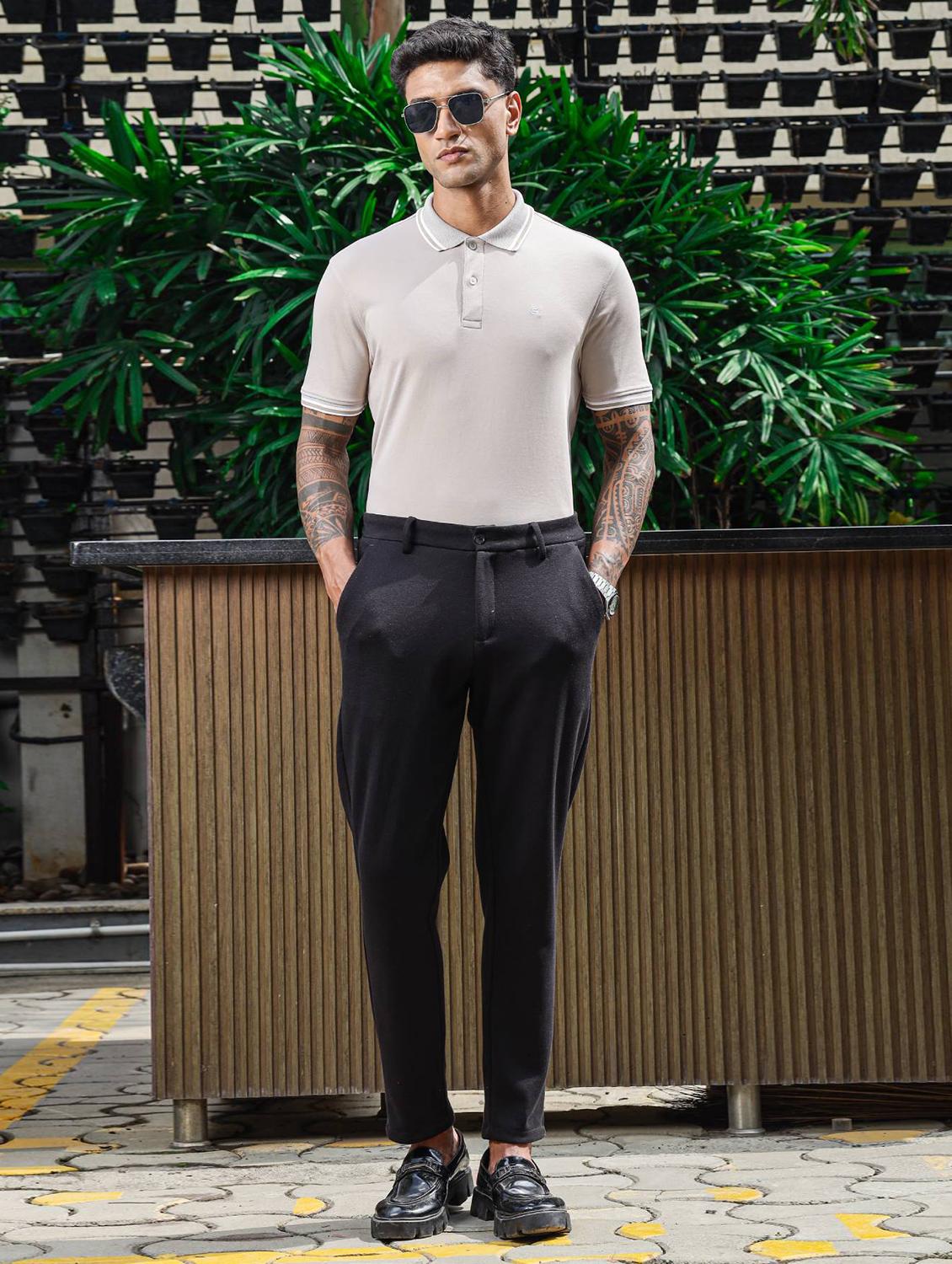 men grey solid short sleeve polo t-shirt - 21845465 - Standard Image - 6