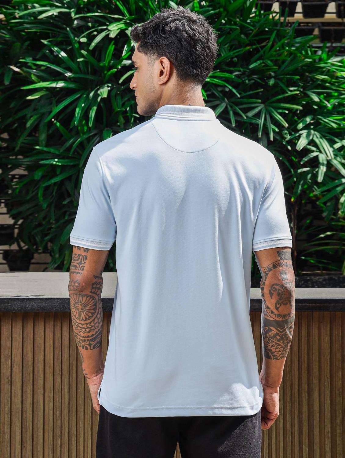 men blue solid short sleeve polo t-shirt - 21845466 - Standard Image - 4