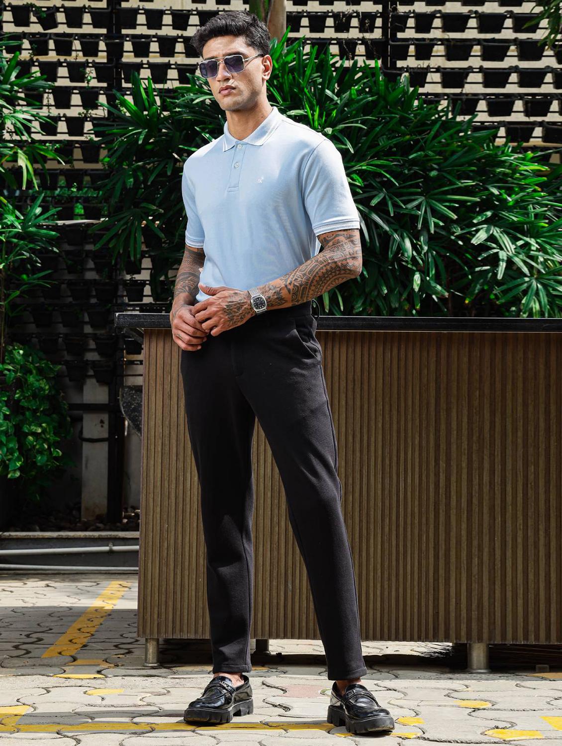 men blue solid short sleeve polo t-shirt - 21845466 - Standard Image - 6