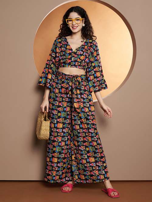 women printed top and palazzo co-ord set - 21845477 -  Standard Image - 0
