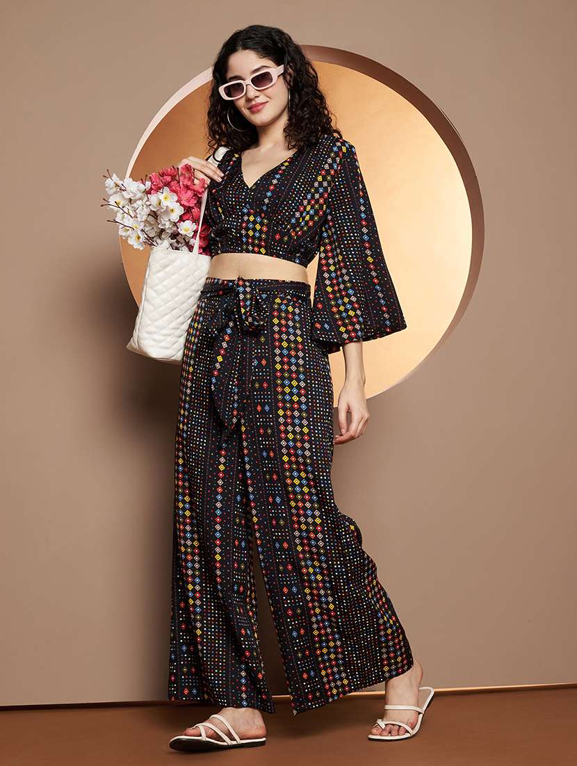 women printed top and palazzo co-ord set