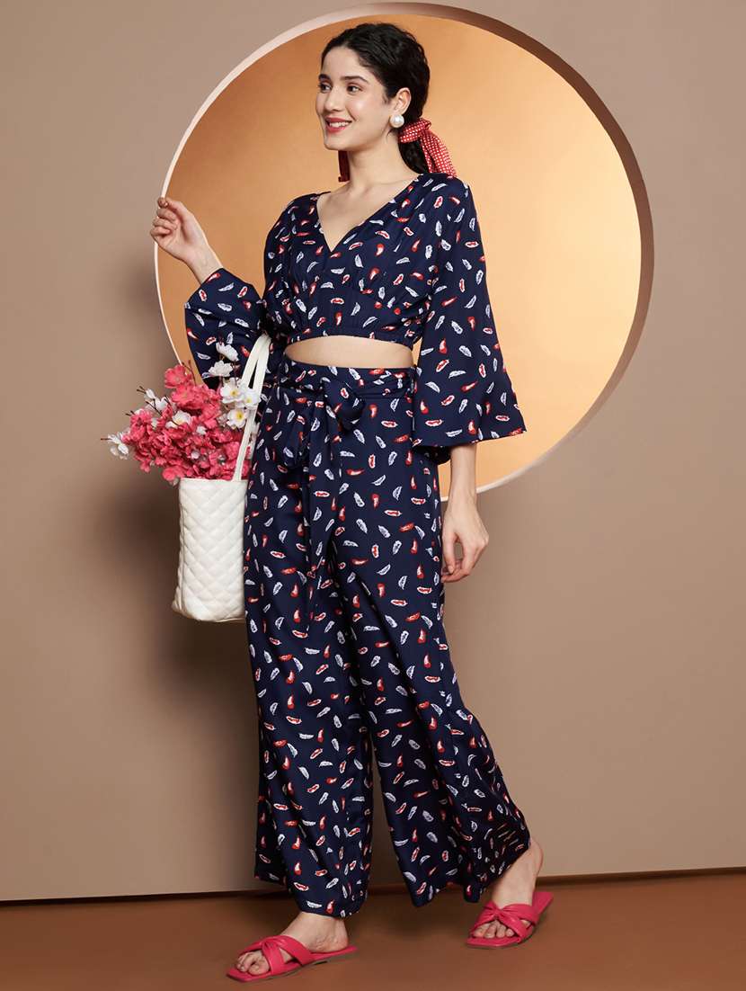 women printed top and palazzo co-ord set