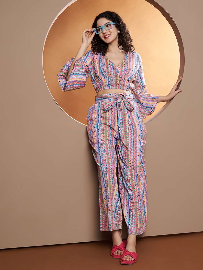 women printed top and palazzo co-ord set