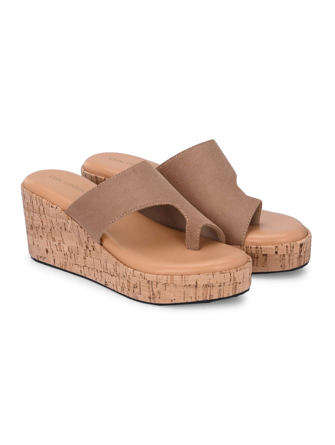 women beige one toe wedge - 21845497 -  Standard Image - 1