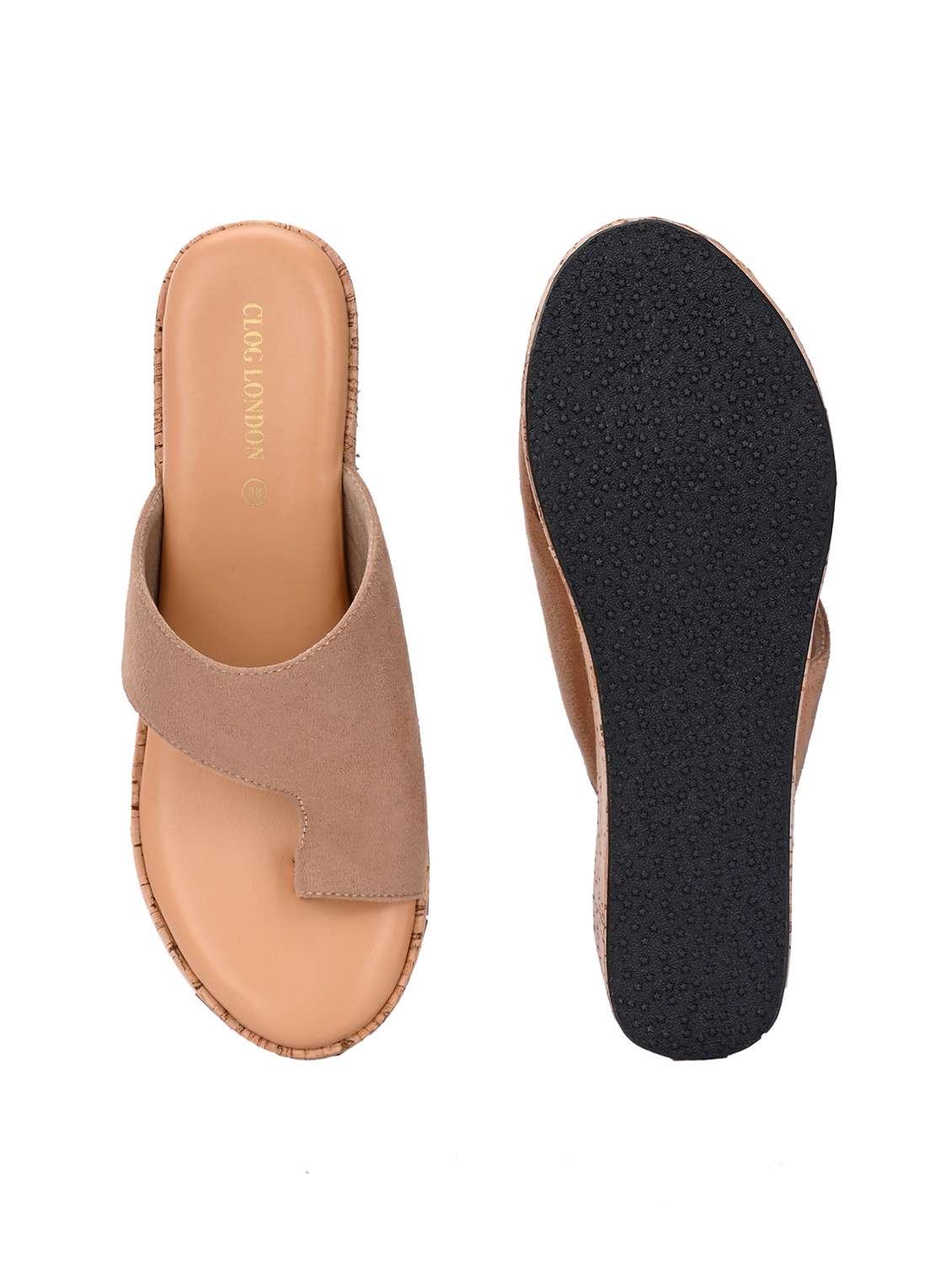 women beige one toe wedge - 21845497 -  Standard Image - 6