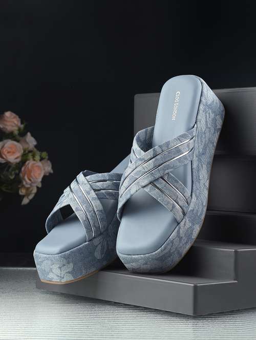 women blue slip on wedge - 21845501 -  Standard Image - 0