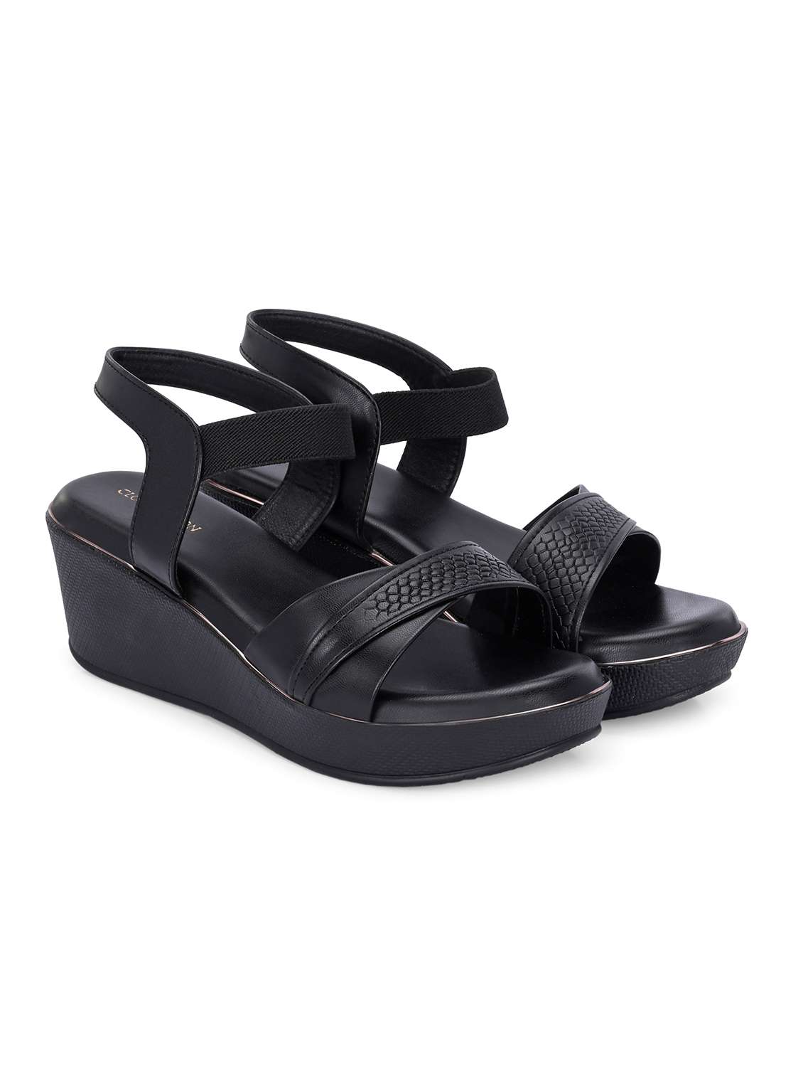 women black ankle strap wedge - 21845504 -  Standard Image - 1