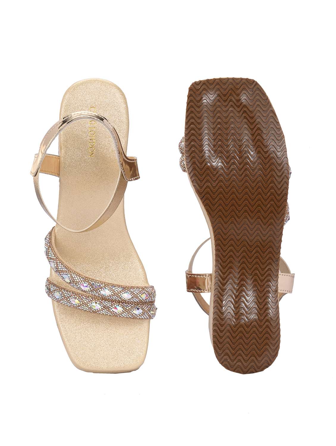 women gold ankle strap wedge - 21845506 -  Standard Image - 6