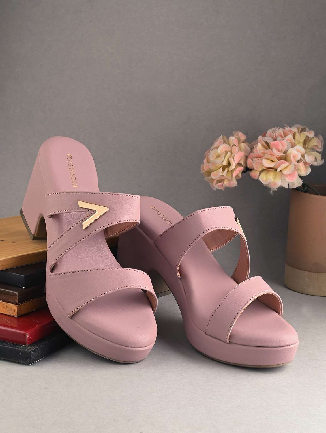 women purple slip on sandal