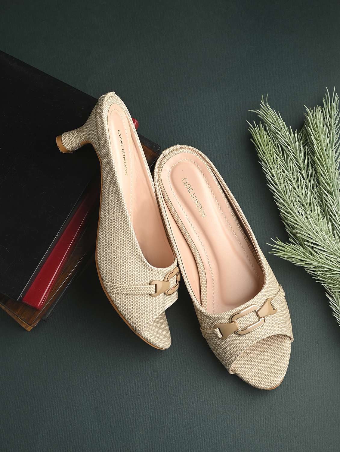 women beige slip on sandal