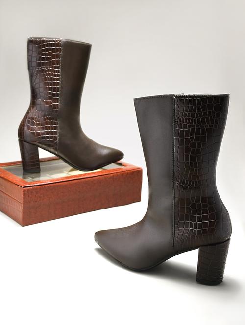 women brown calf length boot - 21845530 -  Standard Image - 0