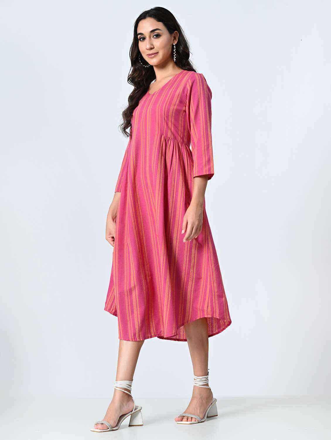 women self designed v-neck a-line dress - 21845546 -  Standard Image - 1