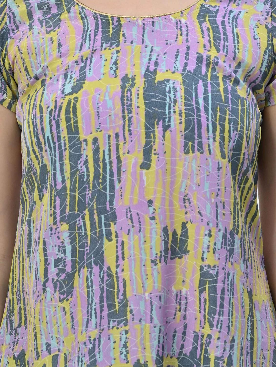 women printed round neck asymmetric dress - 21845548 - Standard Image - 4