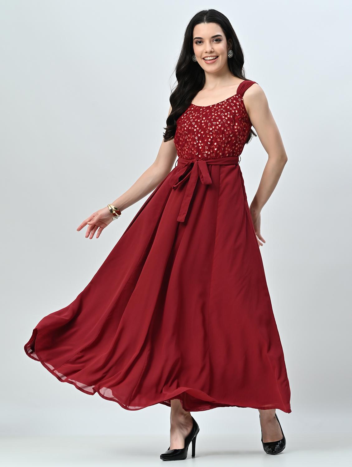 women embellished sleeveless fit & flared dress - 21845550 -  Zoom Image - 0