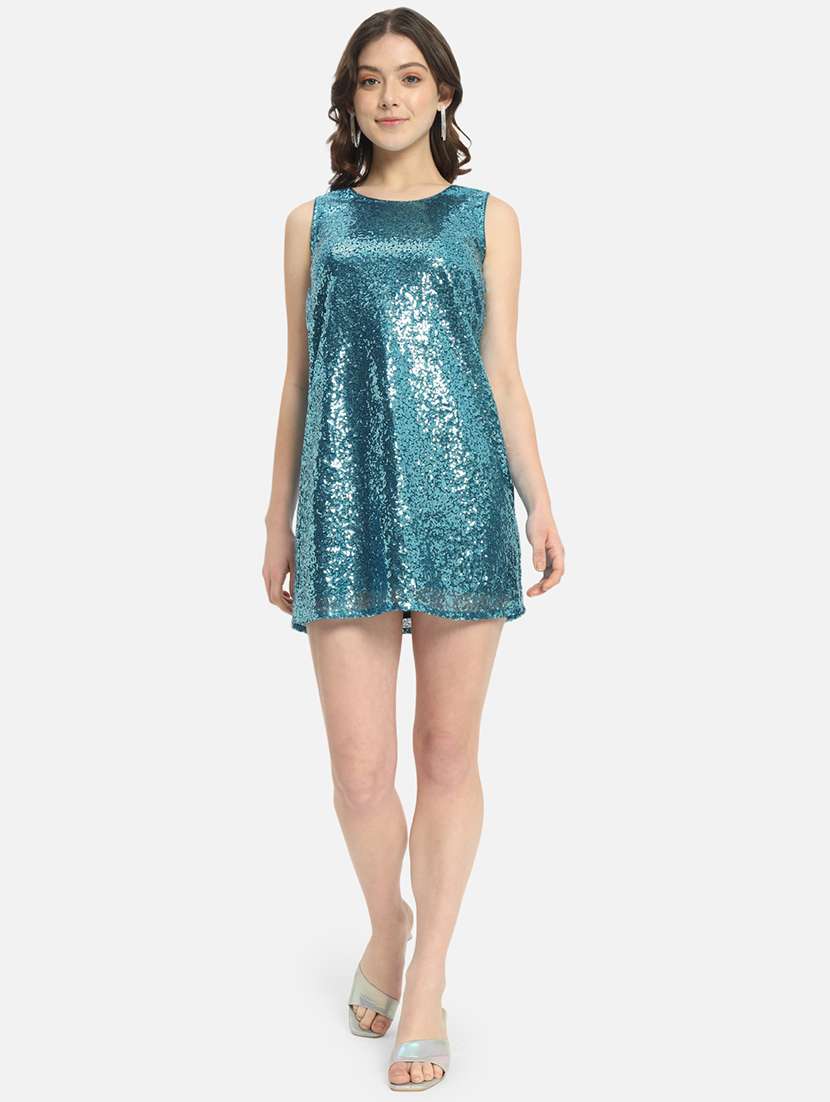 Women Sequined  Sleeveless Shift Dress