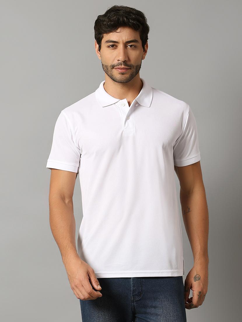 men white printed short sleeve polo t-shirt - 21845568 -  Zoom Image - 0