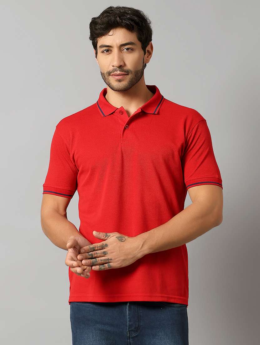 men red printed short sleeve polo t-shirt
