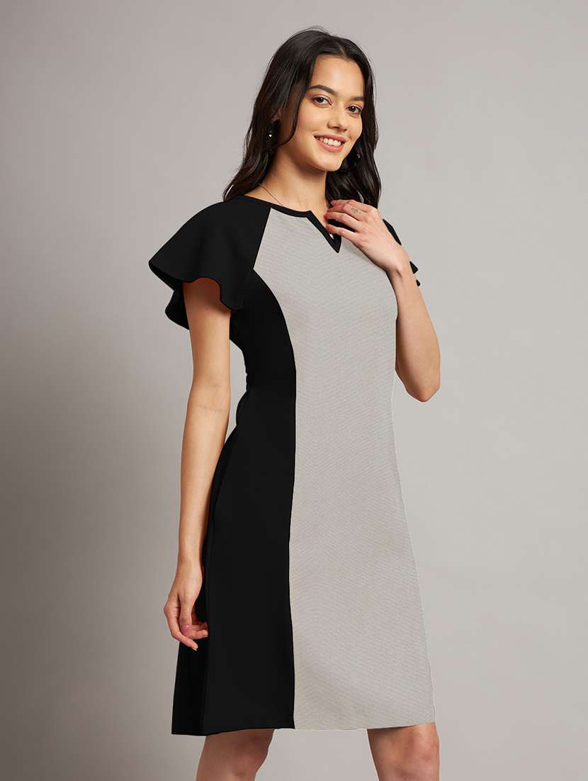 women color blocked short sleeve a-line dress - 21851371 -  Standard Image - 1