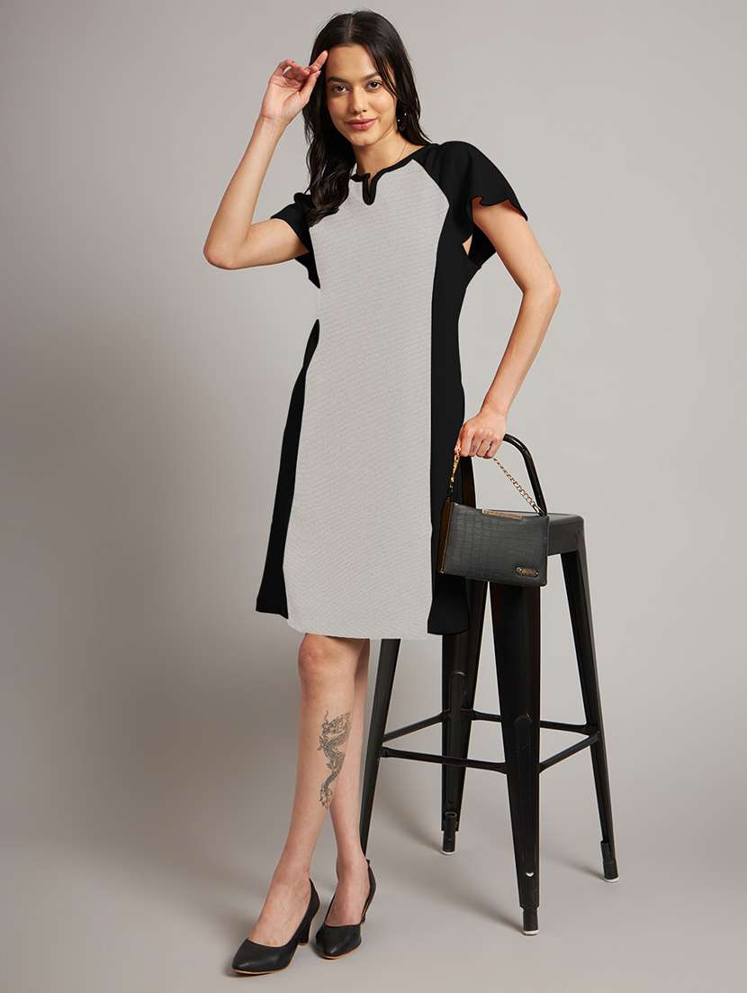 women color blocked short sleeve a-line dress - 21851371 -  Standard Image - 6
