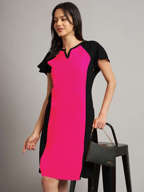 women color blocked short sleeve a-line dress - 21851372 -  Standard Image - 0